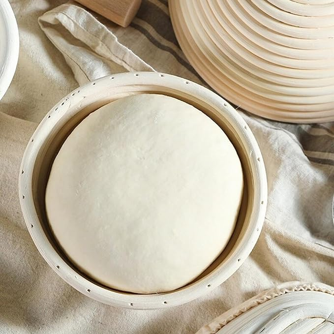 Bread Proofing Basket Set – 2 Pack 9-Inch Round Banneton Baskets with Linen Liners for Sourdough | Handmade Natural Rattan Dough Proofing Bowls