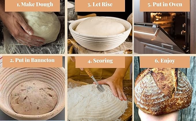 Handmade Rattan Bread Proofing Basket – Durable 9-Inch Banneton Brot form for Sourdough Baking | Non-Stick, Easy to Clean, Perfect for Artisan Loaves