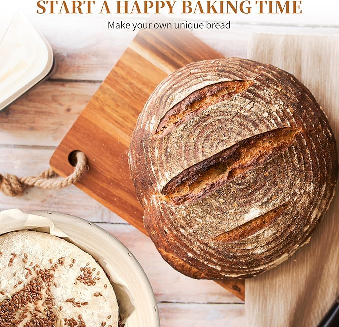 Bread Proofing Basket Set – 2 Pack 9-Inch Round Banneton Baskets with Linen Liners for Sourdough | Handmade Natural Rattan Dough Proofing Bowls