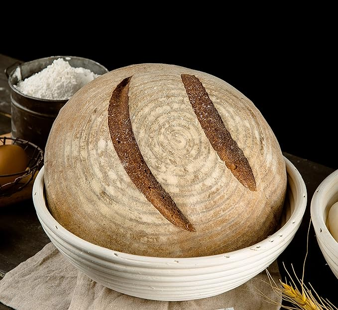 Handmade Rattan Bread Proofing Basket – Durable 9-Inch Banneton Brot form for Sourdough Baking | Non-Stick, Easy to Clean, Perfect for Artisan Loaves
