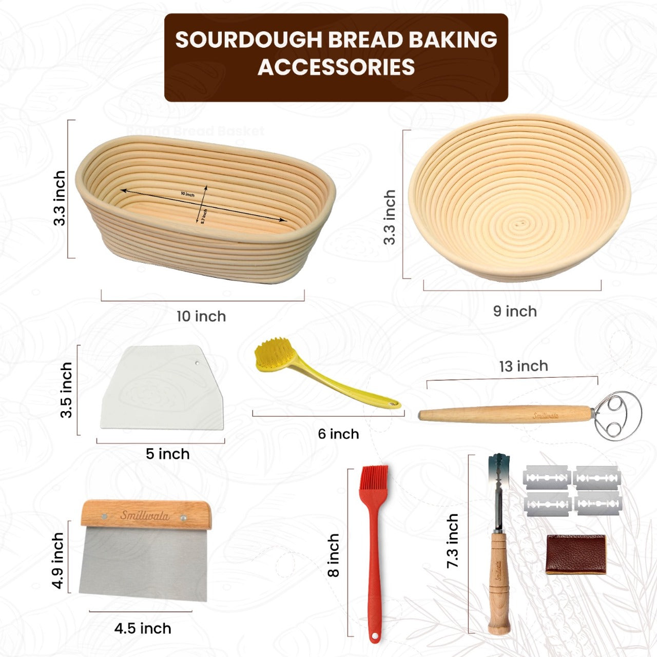 Smillwala Handmade Rattan Bread Proofing Basket Non-Stick, Easy to Clean