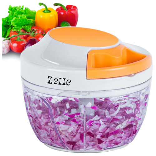 Zelle Manual Food Processor Vegetable Chopper, Portable Hand Pull String Garlic Mincer Onion Cutter for Veggies, Ginger, Fruits, Nuts, Herbs, etc., 500ml