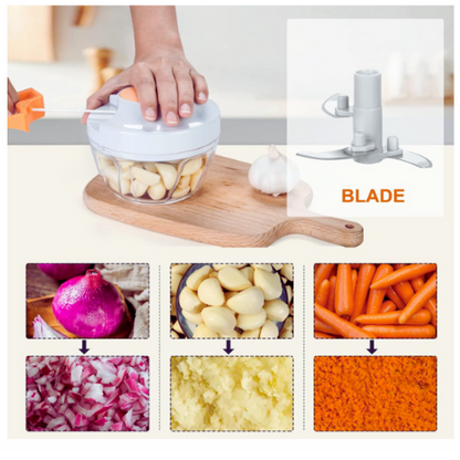 Zelle Manual Food Processor Vegetable Chopper, Portable Hand Pull String Garlic Mincer Onion Cutter for Veggies, Ginger, Fruits, Nuts, Herbs, etc., 500ml