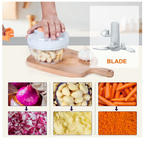 Zelle Manual Food Processor Vegetable Chopper, Portable Hand Pull String Garlic Mincer Onion Cutter for Veggies, Ginger, Fruits, Nuts, Herbs, etc., 500ml
