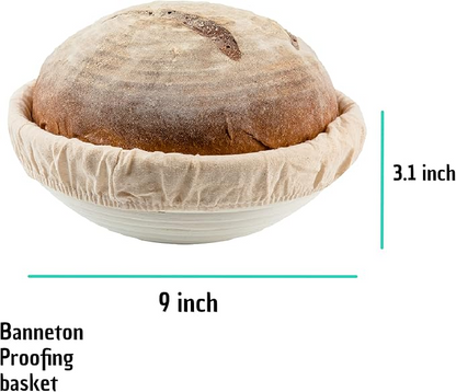 Handmade Rattan Bread Proofing Basket – Durable 9-Inch Banneton Brot form for Sourdough Baking | Non-Stick, Easy to Clean, Perfect for Artisan Loaves