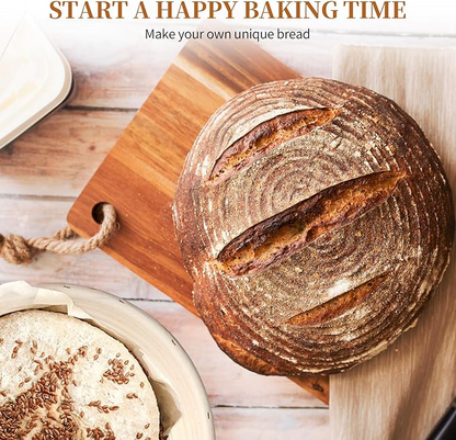 Bread Proofing Basket Set – 2 Pack 9-Inch Round Banneton Baskets with Linen Liners for Sourdough | Handmade Natural Rattan Dough Proofing Bowls