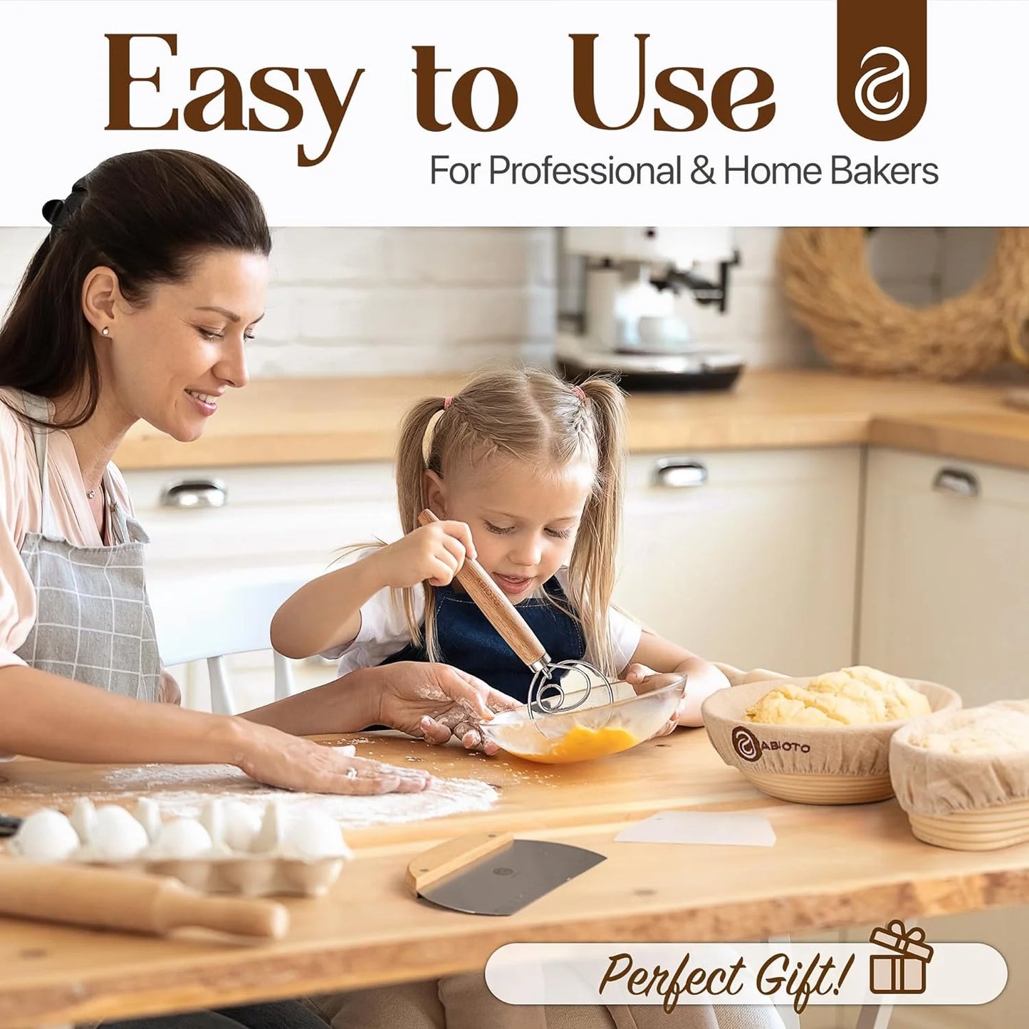 Sourdough Bread Baking Supplies and Proofing Baskets, A Complete Bread Making Kit Including 14 Pieces  Oval Bannetons, Bread Lame, Danish Whisk, Bowl & Dough Scrapers, and Linen Liners