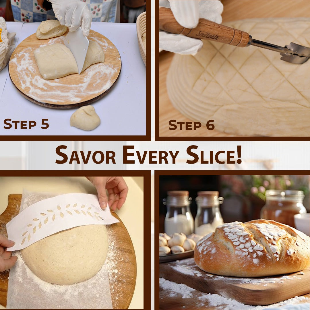 BREAD PROOFING BASKET 9" Baking Bowl Dough for Bakers Round w/ Scraper free ship