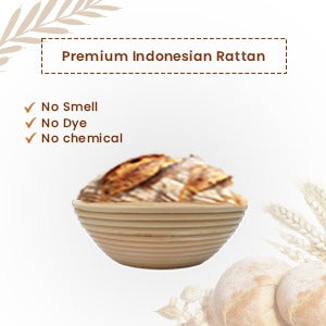 BREAD PROOFING BASKET 9" Baking Bowl Dough for Bakers Round w/ Scraper free ship