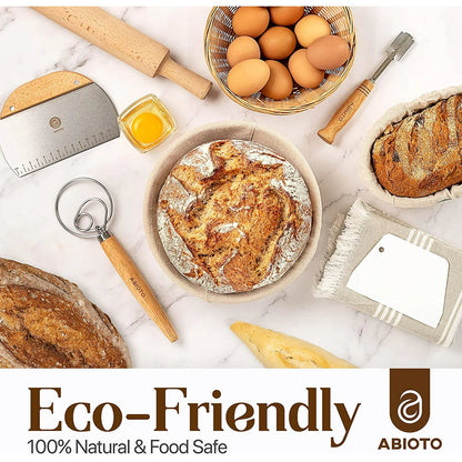 Sourdough Bread Baking Supplies and Proofing Baskets, A Complete Bread Making Kit Including 14 Pieces  Oval Bannetons, Bread Lame, Danish Whisk, Bowl & Dough Scrapers, and Linen Liners